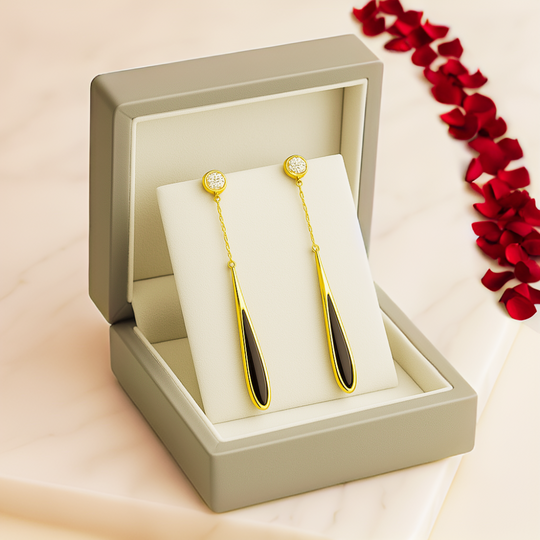 Lange Fransen | Lange Ohrringe mit schwarzem Frans für Frauen | Shop Nory