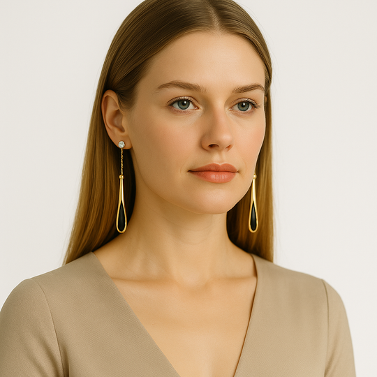 Lange Fransen | Lange Ohrringe mit schwarzem Frans für Frauen | Shop Nory