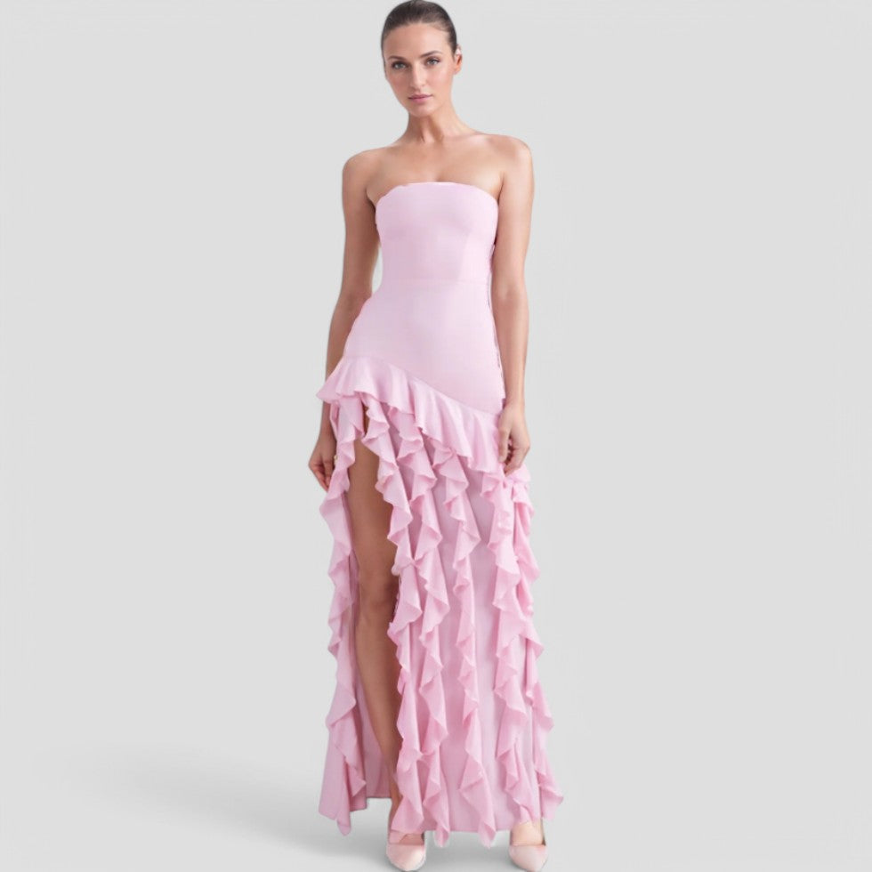 Ärmelloses Rüschenkleid Elegante Stille Luxusmode