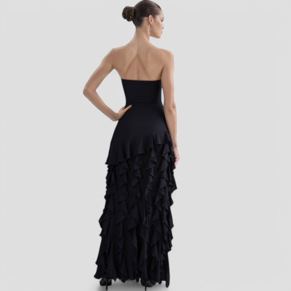 Ärmelloses Rüschenkleid Elegante Stille Luxusmode