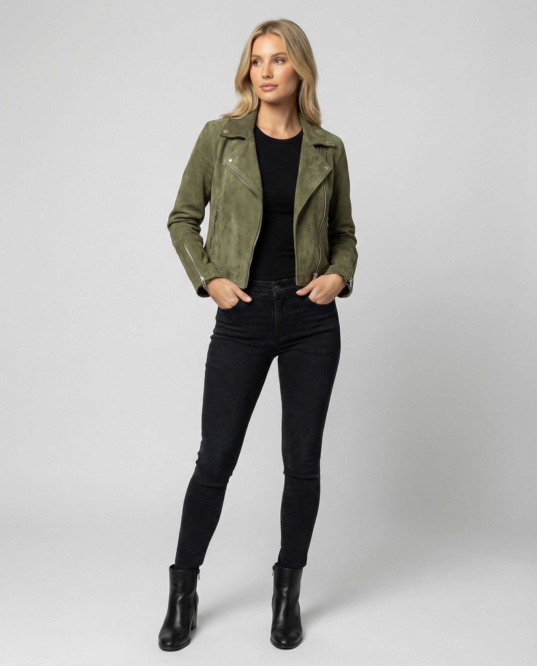 Damen Wildleder Bikerjacke
