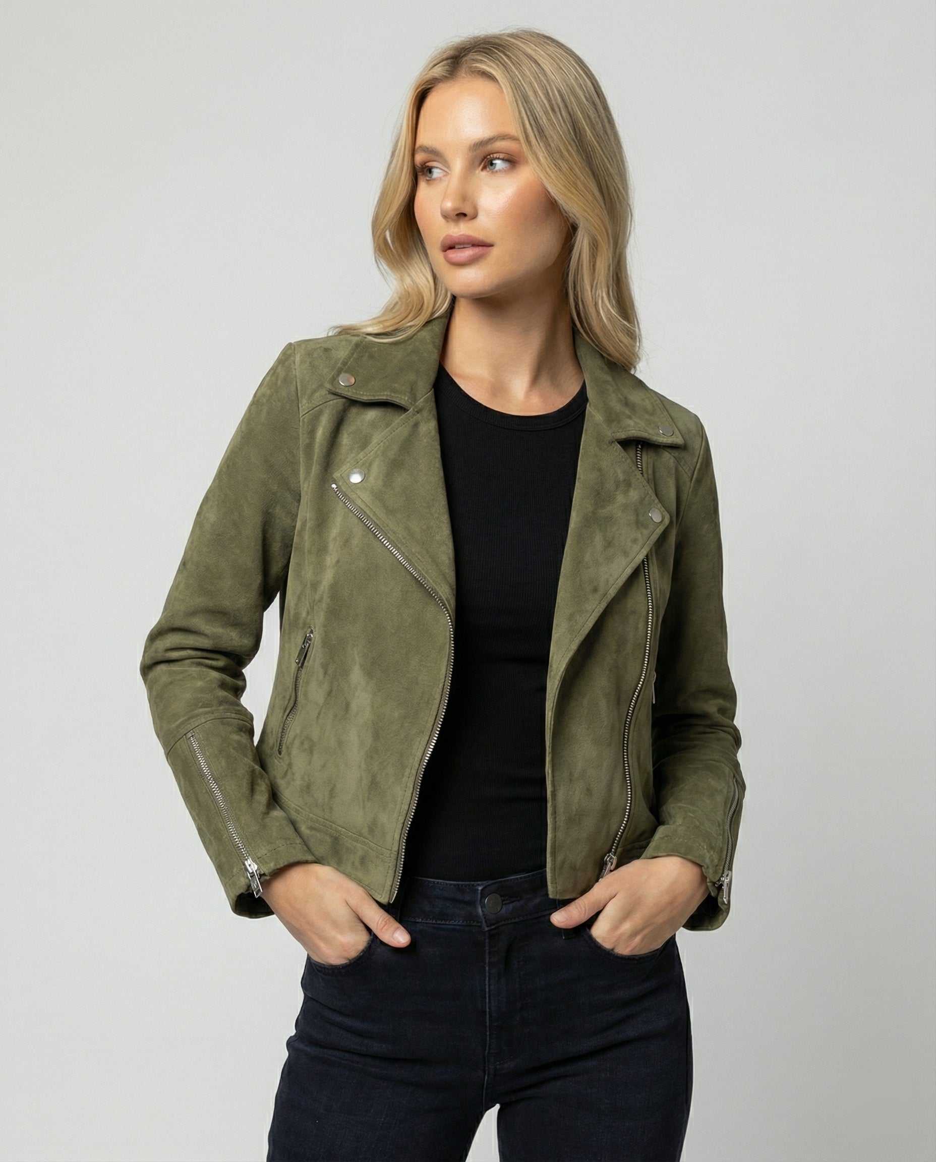 Damen Wildleder Bikerjacke