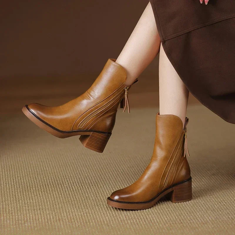 Lederstiefel | Blockabsatz | Schmale Knöchel | Absatzstiefel | Damenstiefel