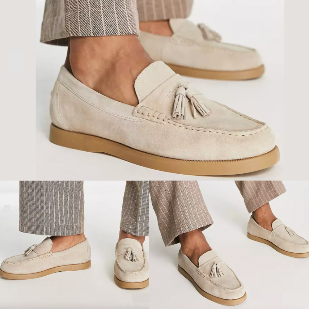 Slipper Beige Herrenschuhe Mokassins