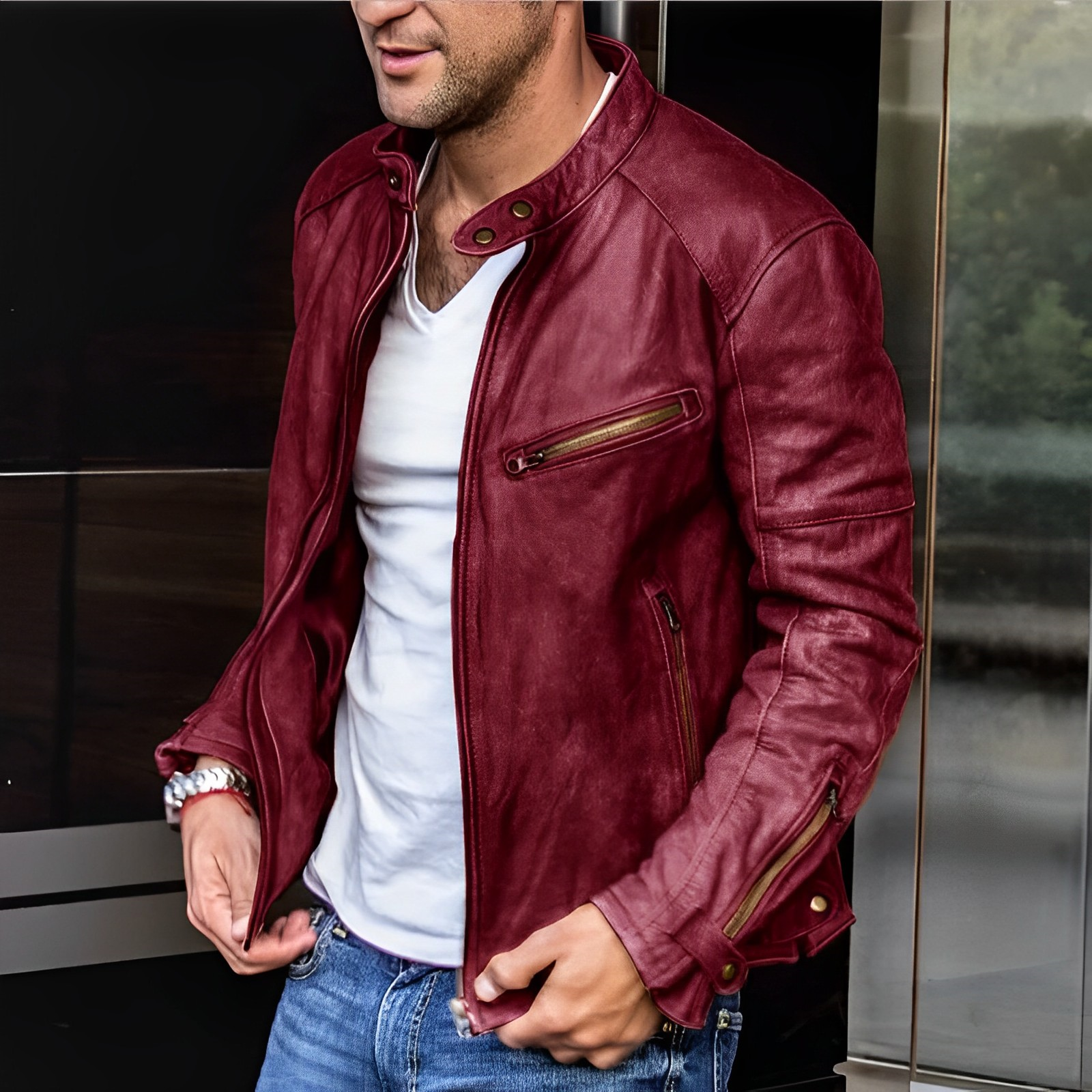 Stylische Premium Lederjacke