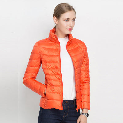 Damen Leichtgewicht Daunenjacke mit Reißverschluss und Stehkragen