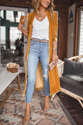 Damen Samt Cardigan mit Langen Ärmeln