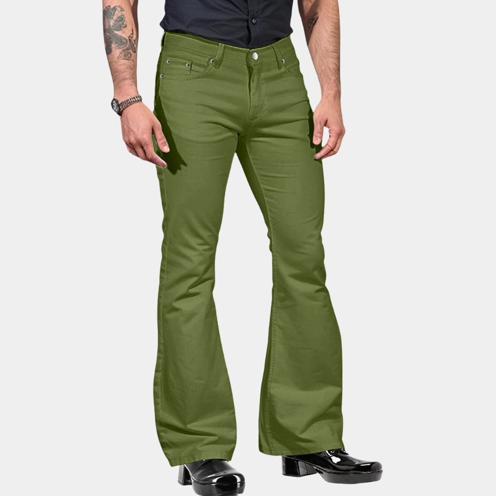 Schlaghosen Hohe Taille Maßgeschneiderte Passform Baumwollmischung Retro Stil