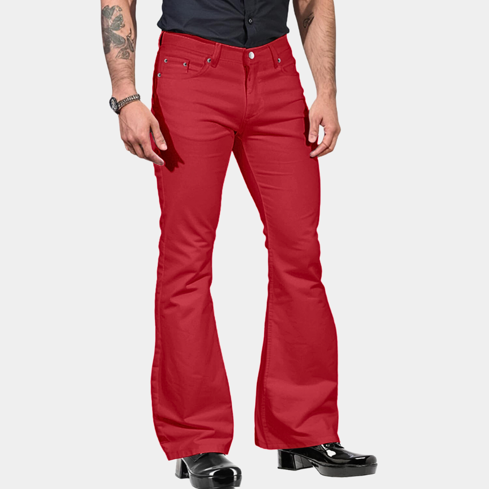 Schlaghosen Hohe Taille Maßgeschneiderte Passform Baumwollmischung Retro Stil