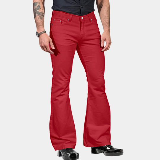 Schlaghosen Hohe Taille Maßgeschneiderte Passform Baumwollmischung Retro Stil