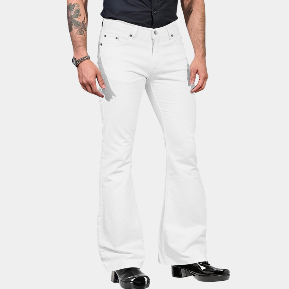 Schlaghosen Hohe Taille Maßgeschneiderte Passform Baumwollmischung Retro Stil