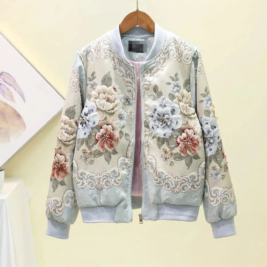 Shopnory | Gestickte Blumen Bomberjacke