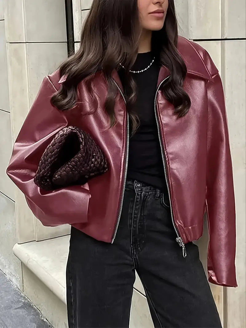 Damen Relaxed Fit Zip-Up Bomberjacke