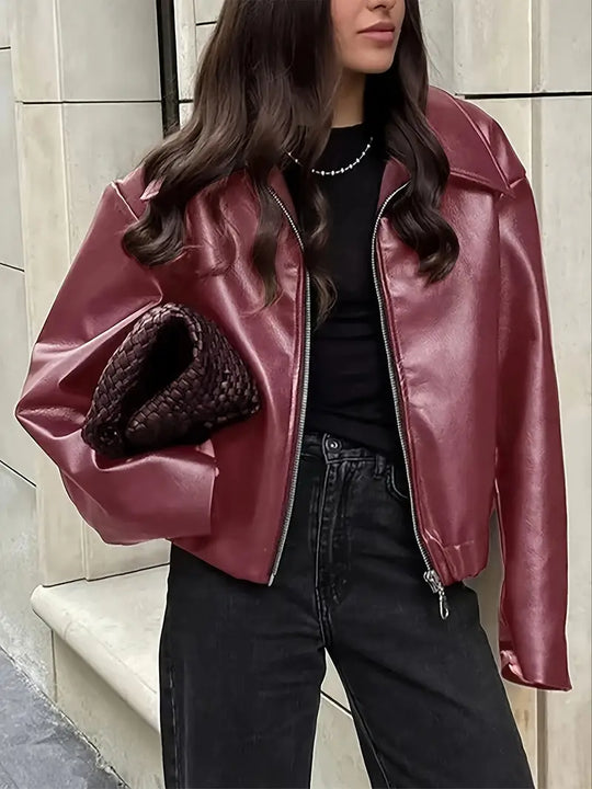 Damen Relaxed Fit Zip-Up Bomberjacke
