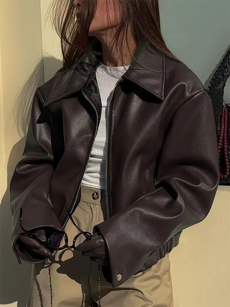 Damen Relaxed Fit Zip-Up Bomberjacke