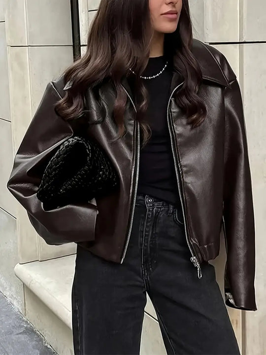 Damen Relaxed Fit Zip-Up Bomberjacke