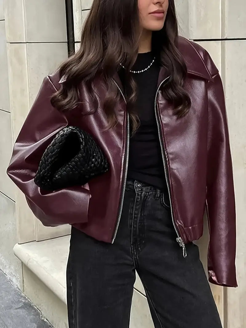 Damen Relaxed Fit Zip-Up Bomberjacke