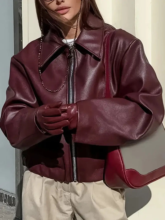 Damen Relaxed Fit Zip-Up Bomberjacke