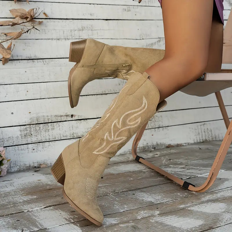 Elegante Cowboy Damenstiefel mit Reißverschluss