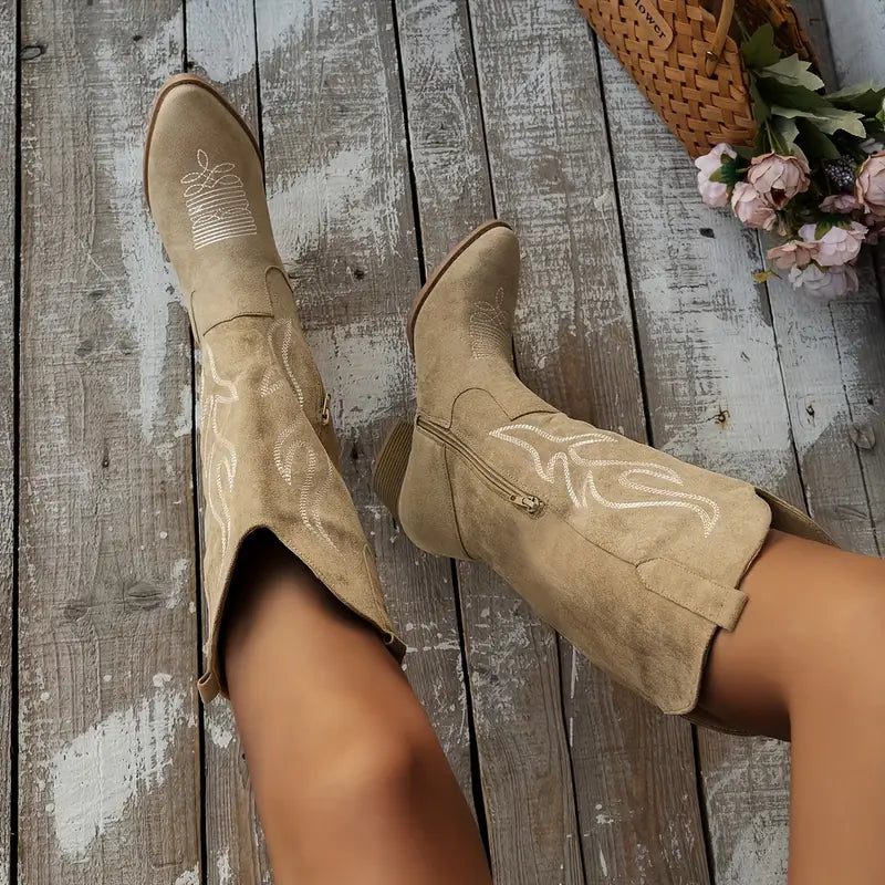 Elegante Cowboy Damenstiefel mit Reißverschluss