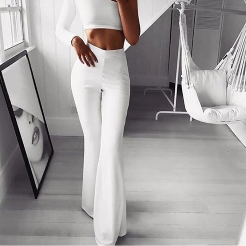 Sculpting High Waisted Flared Pants Casual