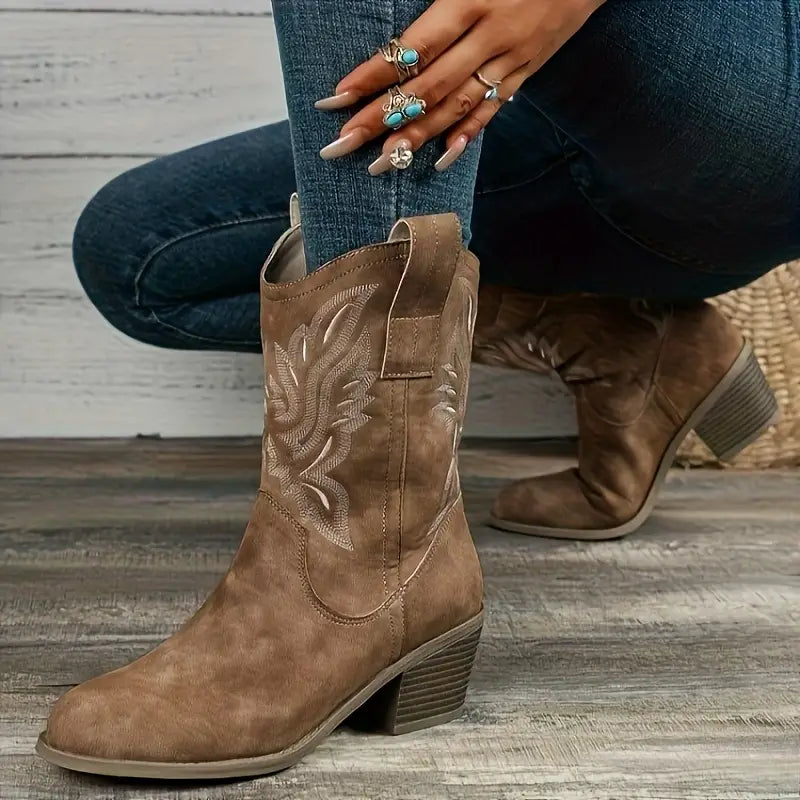 Cowboy Damen Stiefeletten mit Absatz