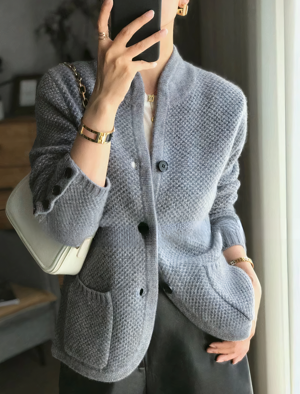 Eleganter Cardigan mit Knopfverschluss für Frauen