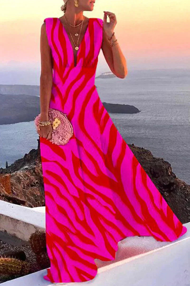 Sommerliches Ärmelloses Kleid mit Aufdruck für Damen