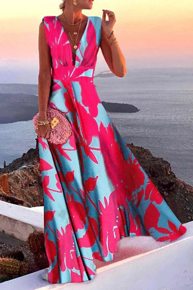 Sommerliches Ärmelloses Kleid mit Aufdruck für Damen