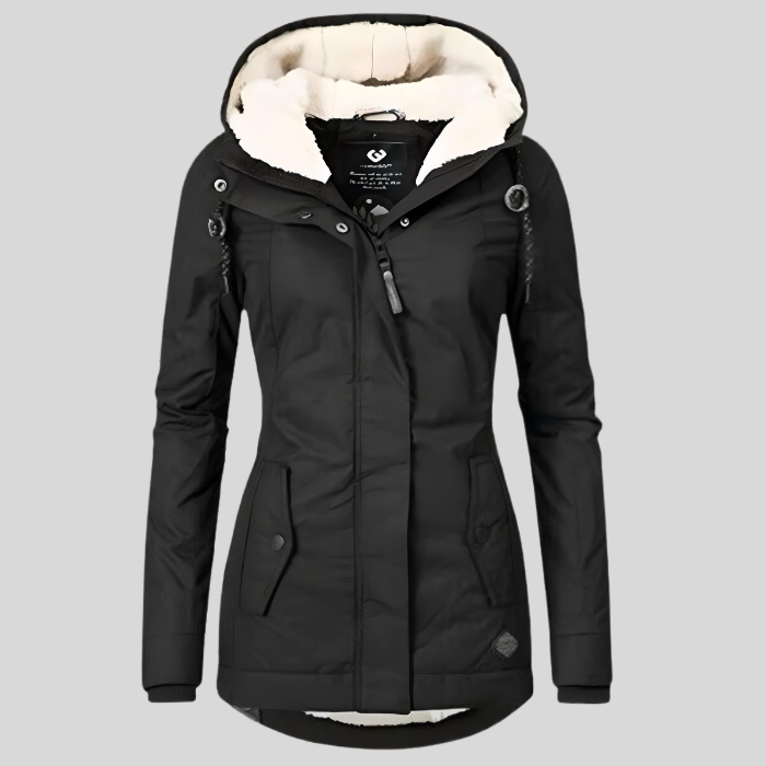 Wärmend Figurbetont Mittellang Kapuzen Wintermantel Damen | Shop Nory