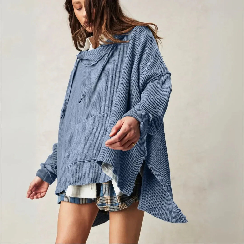 Übergroßer Waffelstrick-Hoodie