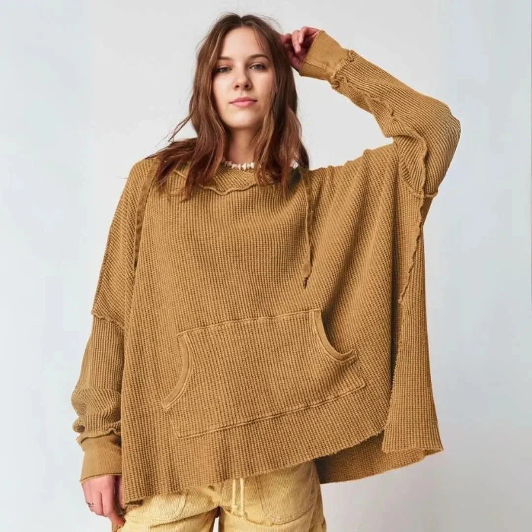 Übergroßer Waffelstrick-Hoodie