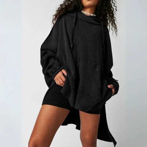Übergroßer Waffelstrick-Hoodie