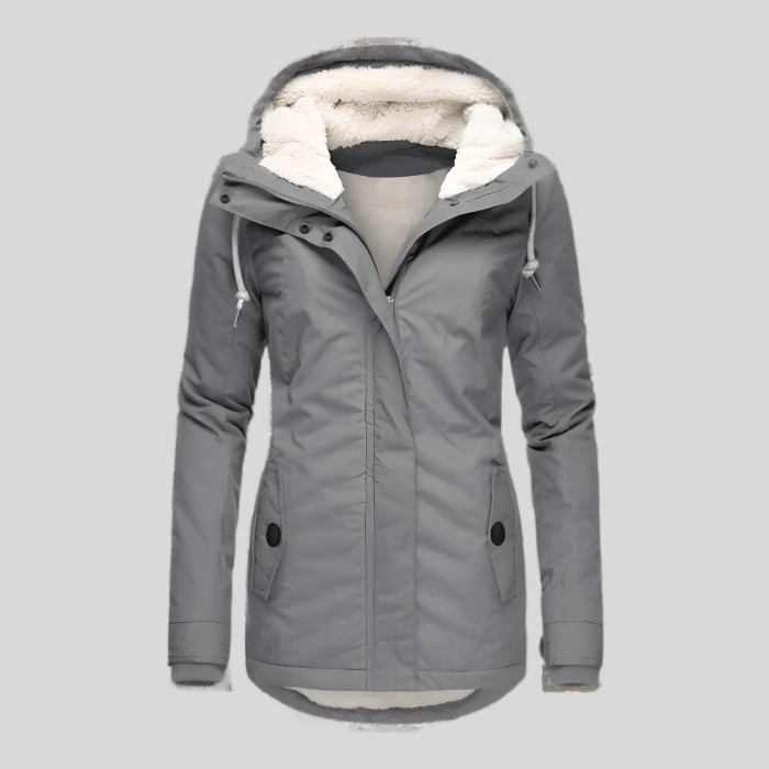Wärmend Figurbetont Mittellang Kapuzen Wintermantel Damen | Shop Nory