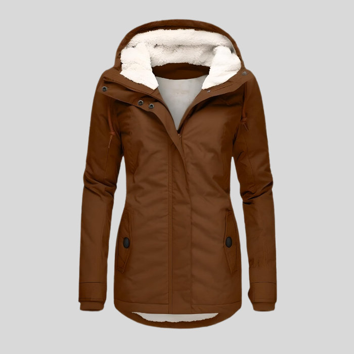 Wärmend Figurbetont Mittellang Kapuzen Wintermantel Damen | Shop Nory