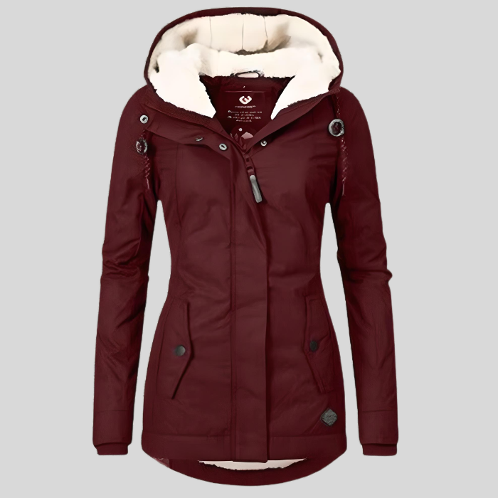 Wärmend Figurbetont Mittellang Kapuzen Wintermantel Damen | Shop Nory