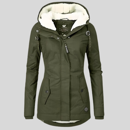 Wärmend Figurbetont Mittellang Kapuzen Wintermantel Damen | Shop Nory
