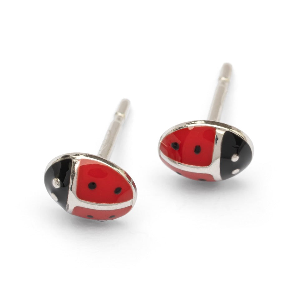 Ohrringe Kinder Marienkäfer Glücksbringer Silber Ohrstecker für Mädchen rot | Shop Nory