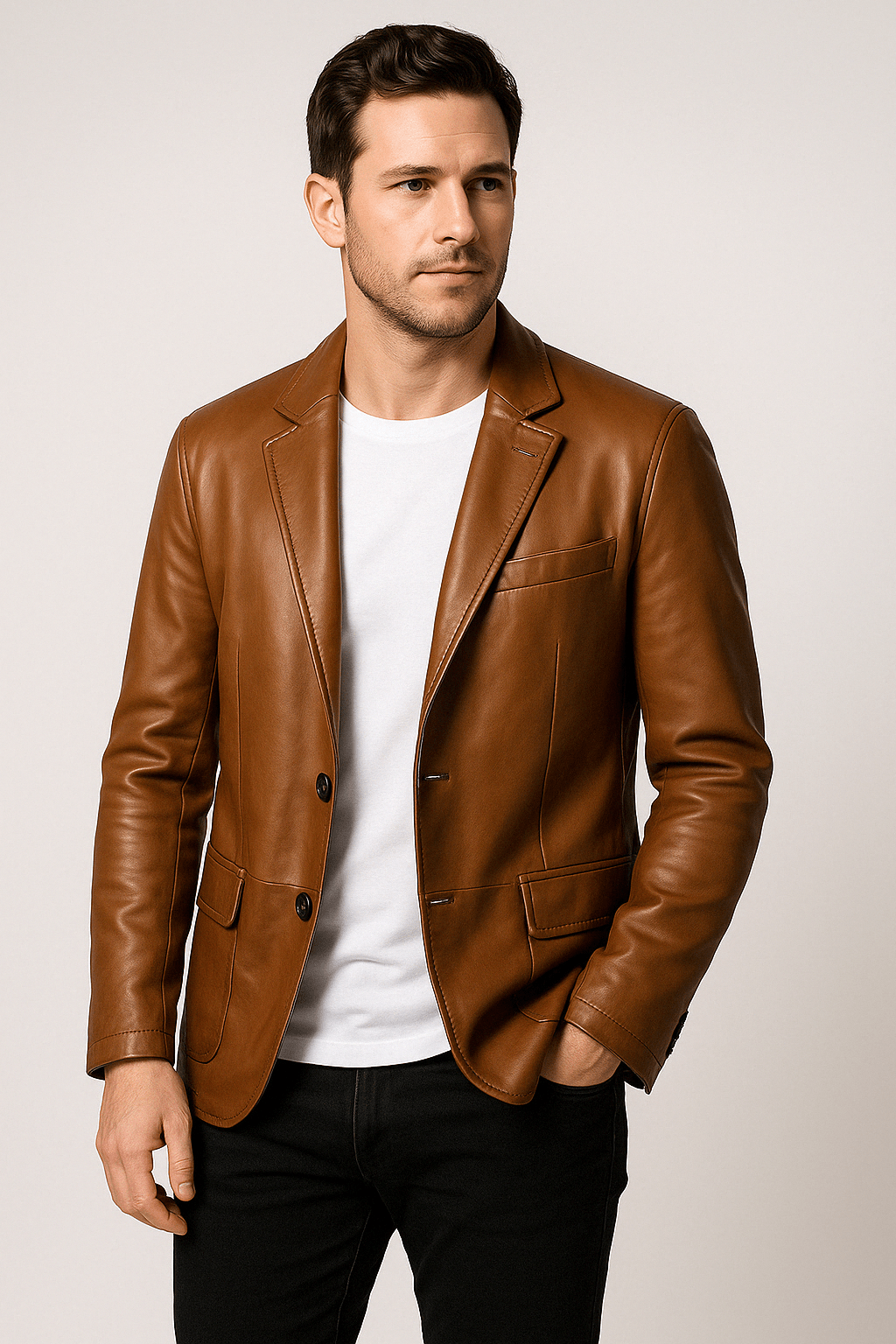 Schlanke Kunstlederjacke mit Urbanem Flair