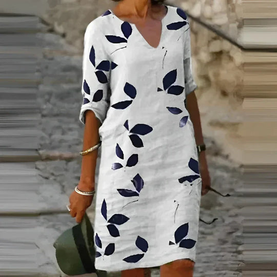 Atemberaubendes sommerkleid mit blätterprint für damen