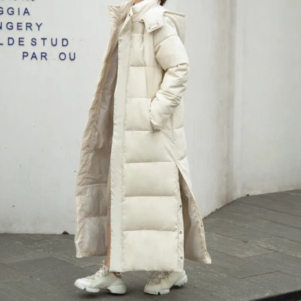 Winter Gepolsterter Puffer-Mantel - Längliches Maxi Kapuzen-Design