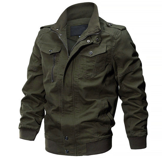 Baumwolle Militärstil Bomberjacke mit Reißverschlussverschluss