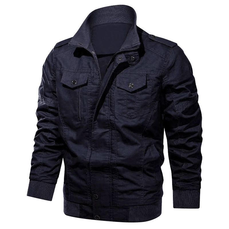 Baumwolle Militärstil Bomberjacke mit Reißverschlussverschluss