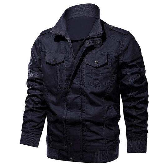 Baumwolle Militärstil Bomberjacke mit Reißverschlussverschluss