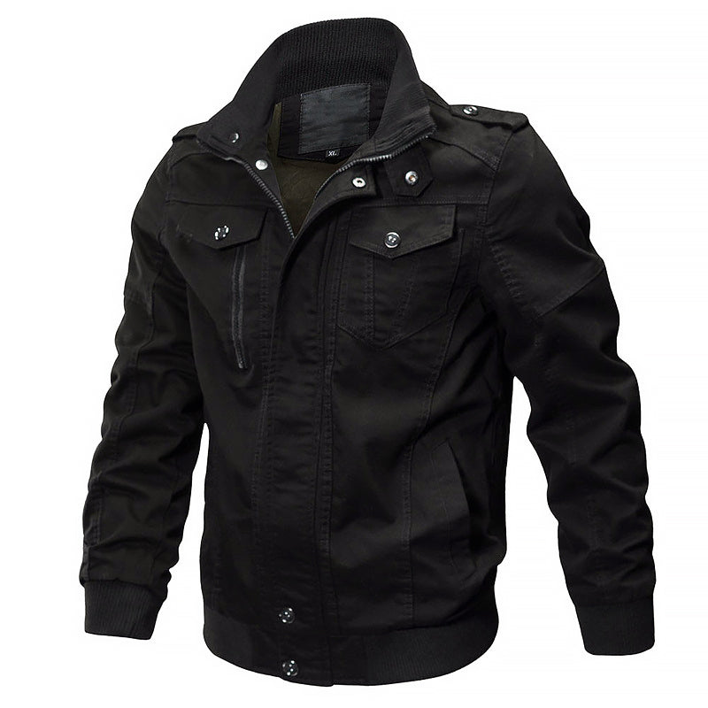 Baumwolle Militärstil Bomberjacke mit Reißverschlussverschluss