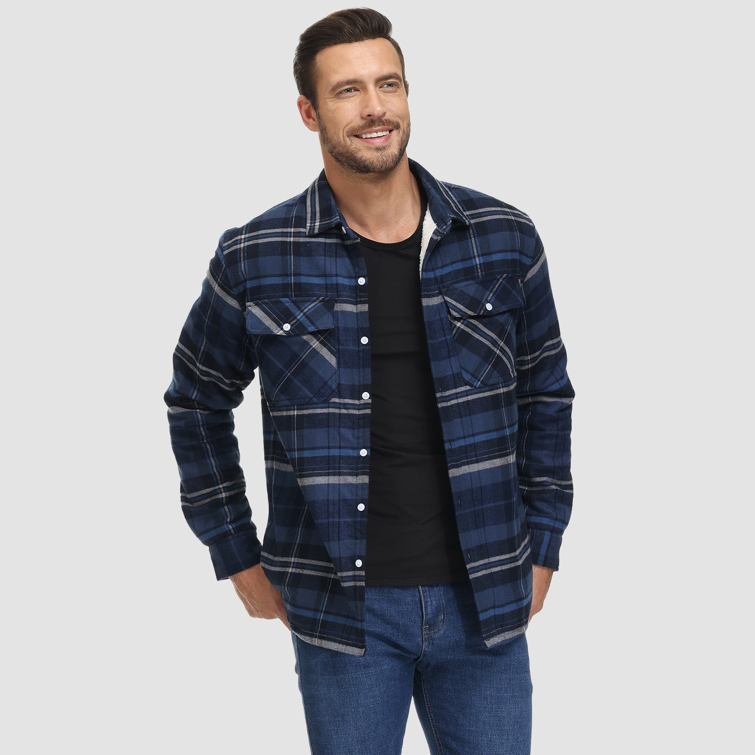 Gefütterte Karo-Hemdjacke