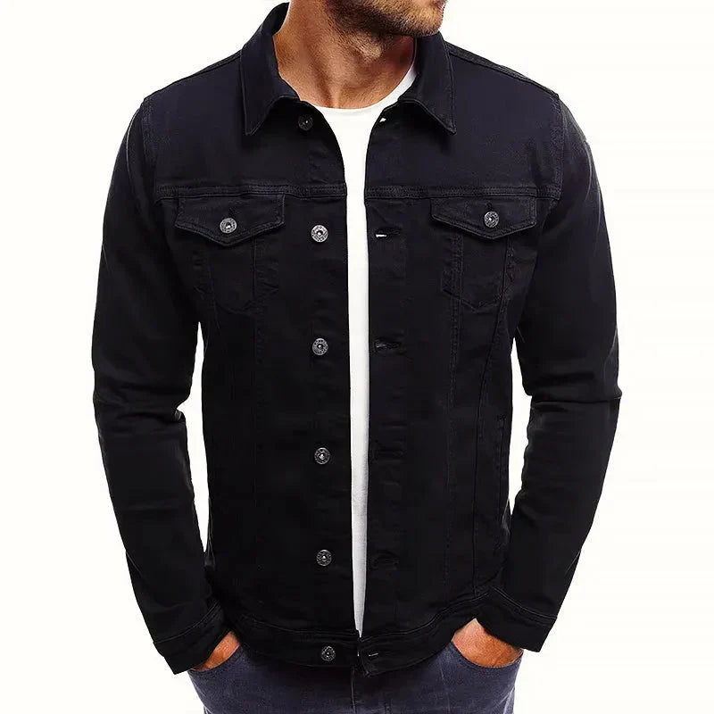 Slim-Fit Knopfleiste Denim-Jacke