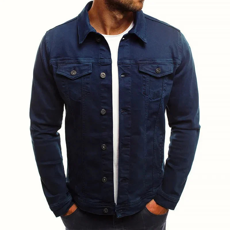 Slim-Fit Knopfleiste Denim-Jacke