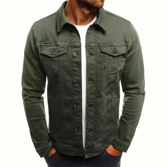 Slim-Fit Knopfleiste Denim-Jacke