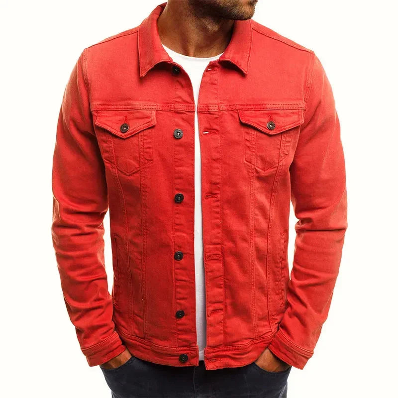 Slim-Fit Knopfleiste Denim-Jacke